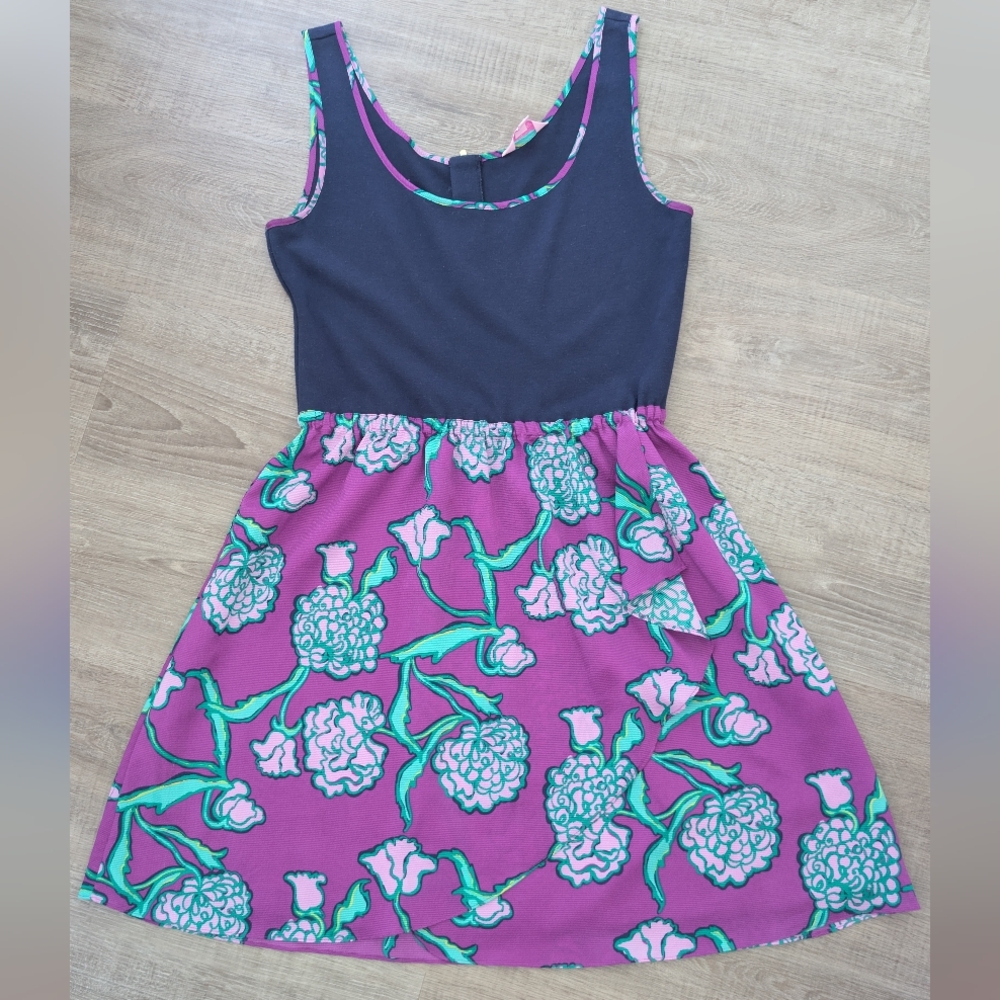 Lilly Pulitzer Floral Dress in Navy and Purple